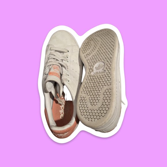 ADIDAS ORANGE + WHITE SAM SMITH CLASSIC SNEAKER SHOES - WOMENS 8.5 - Picture 2 of 7